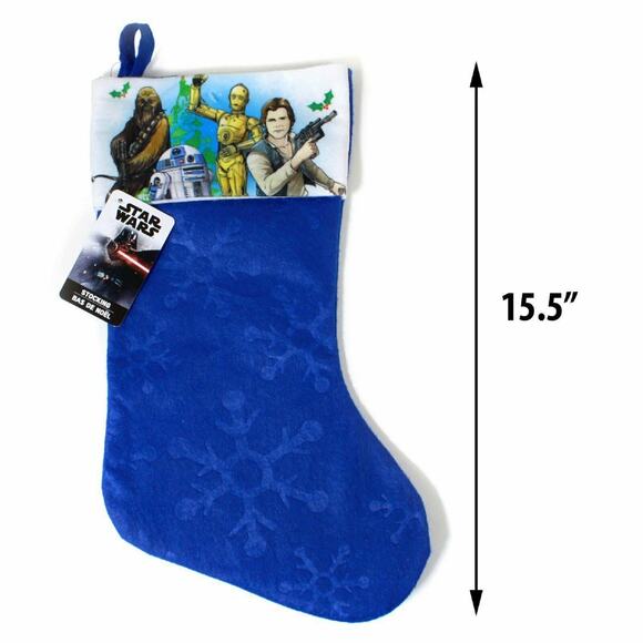 Christmas Stocking Star Wars on 16" Blue Felt Image of 4 Characters by RUZ - Picture 1 of 1
